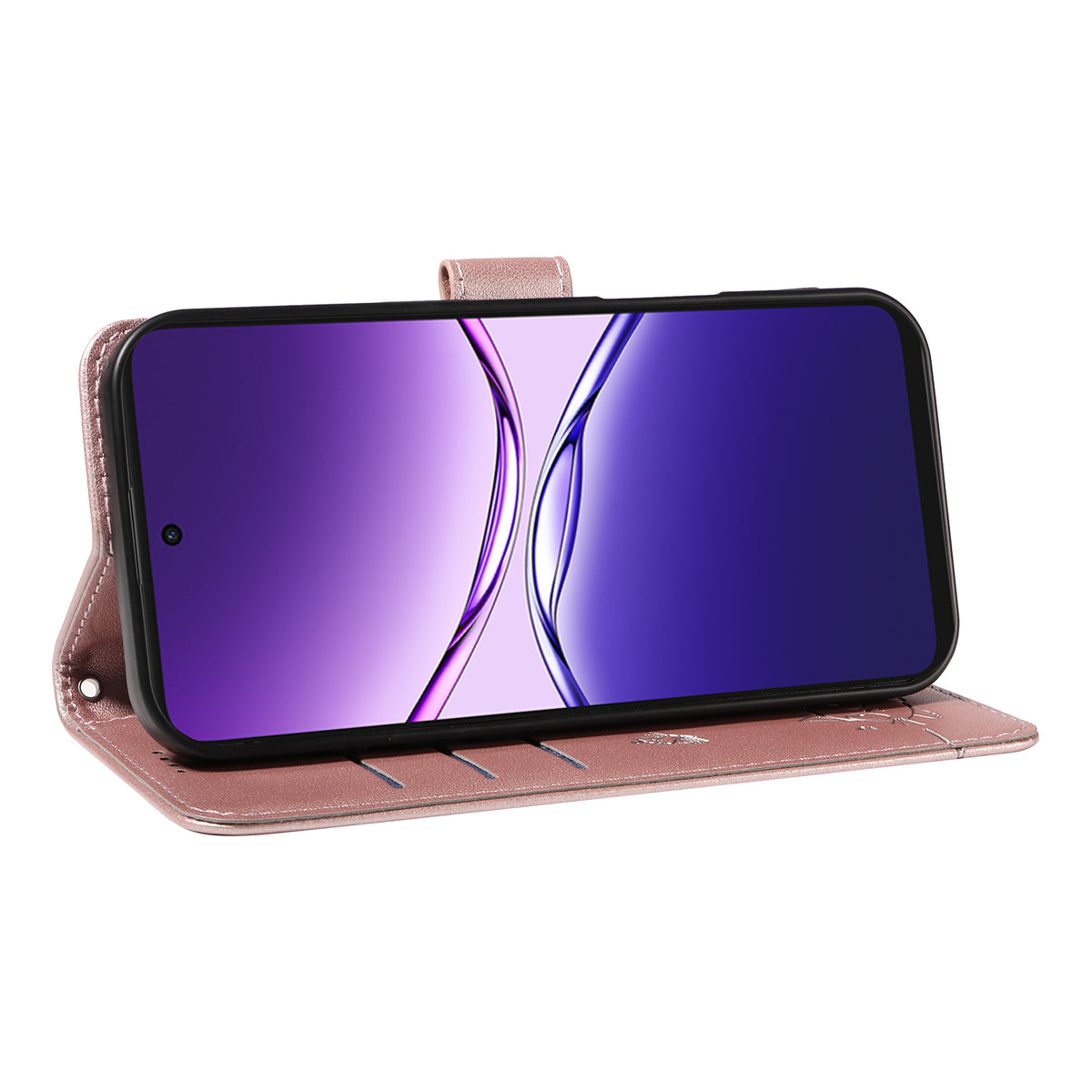 For Oppo A5 Energy 5G (China) / Oppo A5 Pro 5G (Global) Case Cat Pattern Imprint Leather Phone Cover with Wrist Strap