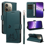 For Oppo A5 Energy 5G (China) / Oppo A5 Pro 5G (Global) Case Cat Pattern Imprint Leather Phone Cover with Wrist Strap