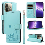 For Oppo A5 Energy 5G (China) / Oppo A5 Pro 5G (Global) Case Cat Pattern Imprint Leather Phone Cover with Wrist Strap