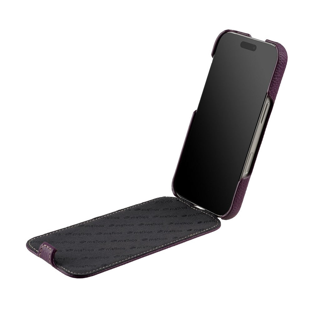 MELKCO Til iPhone 17-cover Kompatibelt med MagSafe Lodret Flip Ægte Koskindlæder + PC Telefoncover