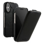 MELKCO Til iPhone 17-cover Kompatibelt med MagSafe Lodret Flip Ægte Koskindlæder + PC Telefoncover
