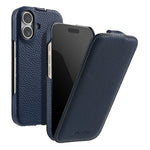 MELKCO Til iPhone 17-cover Kompatibelt med MagSafe Lodret Flip Ægte Koskindlæder + PC Telefoncover