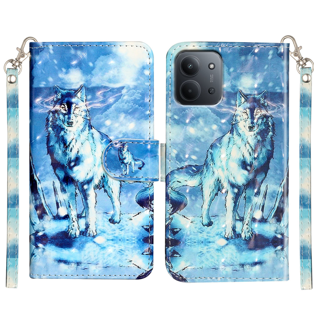 For Xiaomi Redmi 15C 4G (EU) (173mm) / 15C 5G (EU) (173mm) / Poco C85 4G (173mm) Case Pattern Print Leather Phone Cover with Strap