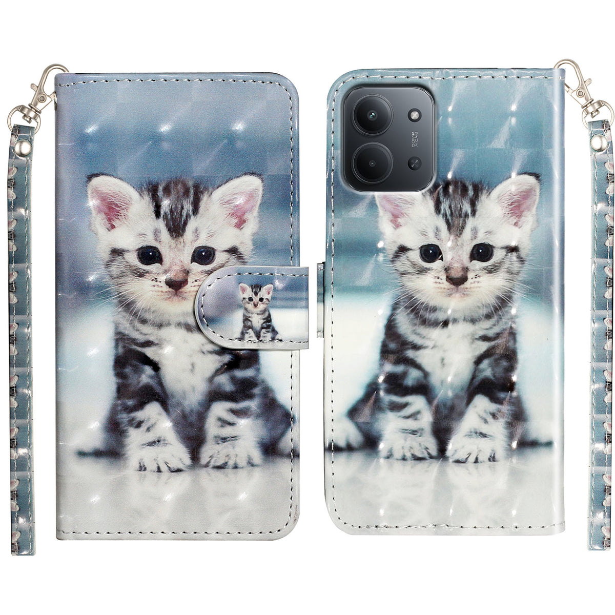 For Xiaomi Redmi 15C 4G (EU) (173mm) / 15C 5G (EU) (173mm) / Poco C85 4G (173mm) Case Pattern Print Leather Phone Cover with Strap