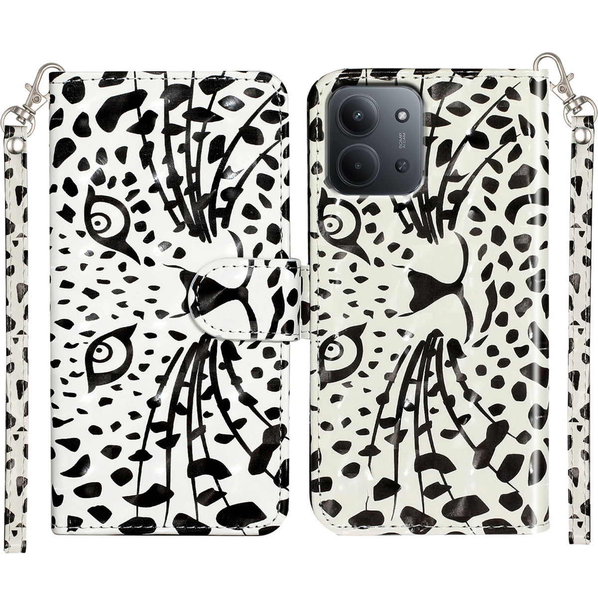 For Xiaomi Redmi 15C 4G (EU) (173mm) / 15C 5G (EU) (173mm) / Poco C85 4G (173mm) Case Pattern Print Leather Phone Cover with Strap