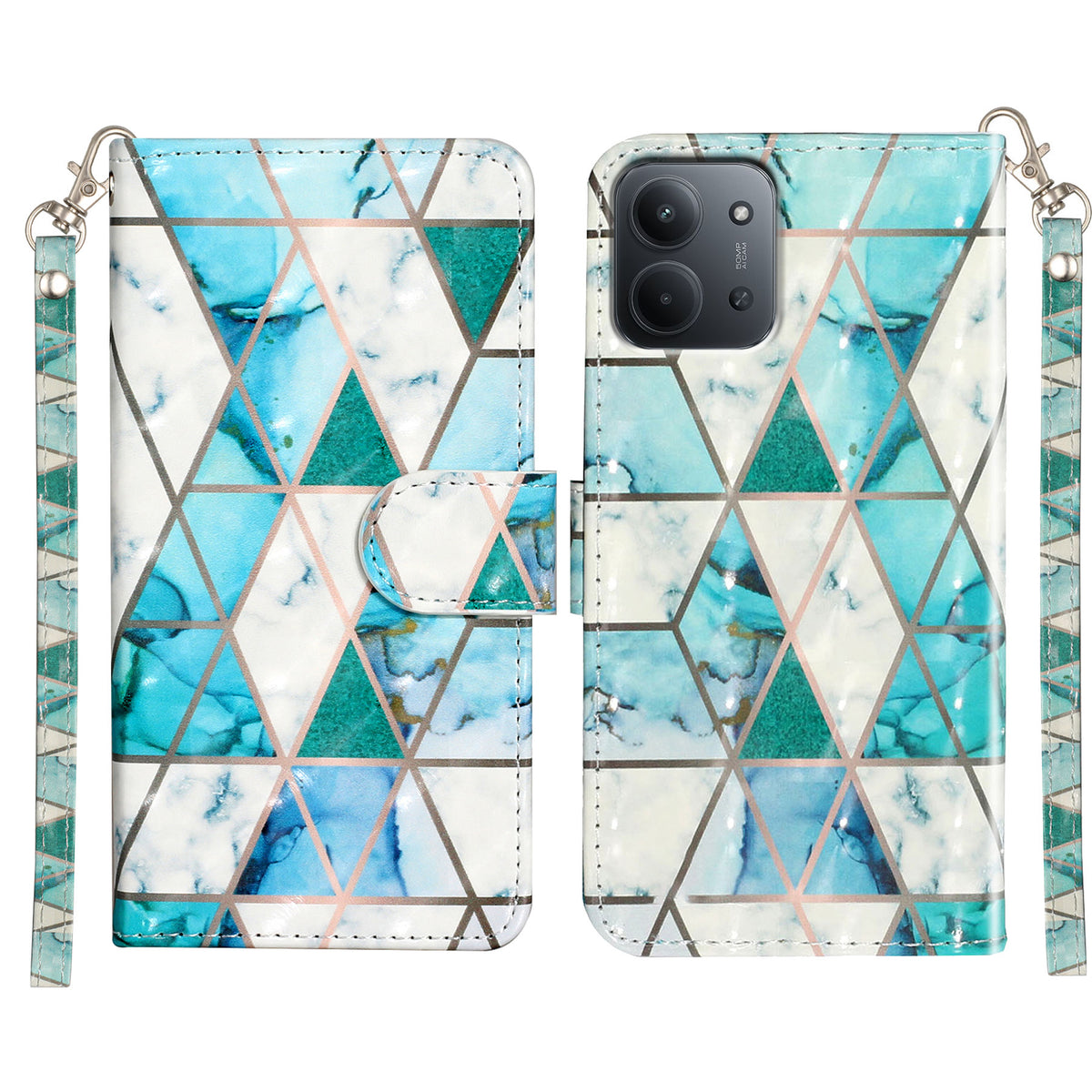 For Xiaomi Redmi 15C 4G (Global) (171mm) Wallet Case 3D Pattern Printed Leather Phone Cover with Strap