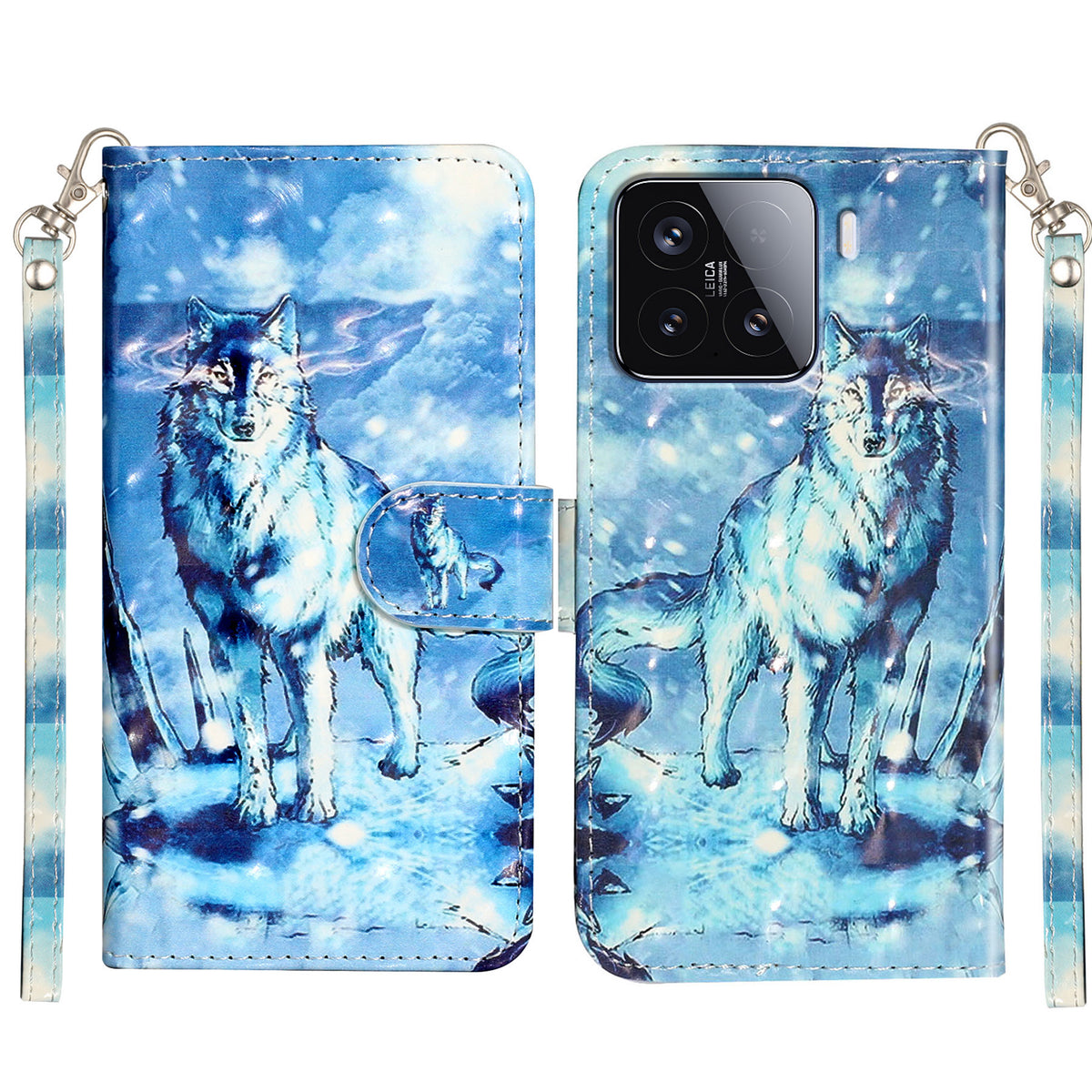 For Xiaomi 15T Wallet Case 3D Pattern Printed Leather Phone Cover with Strap