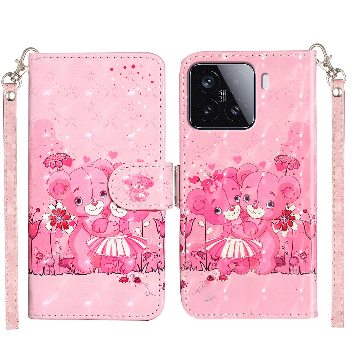 For Xiaomi 15T Wallet Case 3D Pattern Printed Leather Phone Cover with Strap
