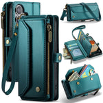 CASEME For iPhone 17 Leather Case  C36 Zipper 10 Card Slots Phone Cover with Straps