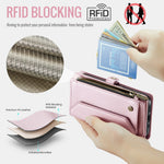 CASEME For iPhone 18 Pro / 17 Pro Leather Case C36 Zipper 10 Card Slots Phone Cover with Straps