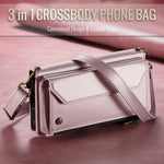 CASEME For iPhone 18 Pro / 17 Pro Leather Case C36 Zipper 10 Card Slots Phone Cover with Straps