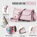 CASEME For iPhone 18 Pro / 17 Pro Leather Case C36 Zipper 10 Card Slots Phone Cover with Straps