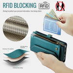 CASEME For iPhone 18 Pro Max / 17 Pro Max Leather Case C36 Zipper 10 Card Slots Phone Cover with Straps