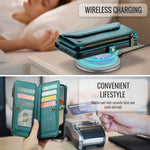 CASEME For iPhone 18 Pro Max / 17 Pro Max Leather Case C36 Zipper 10 Card Slots Phone Cover with Straps