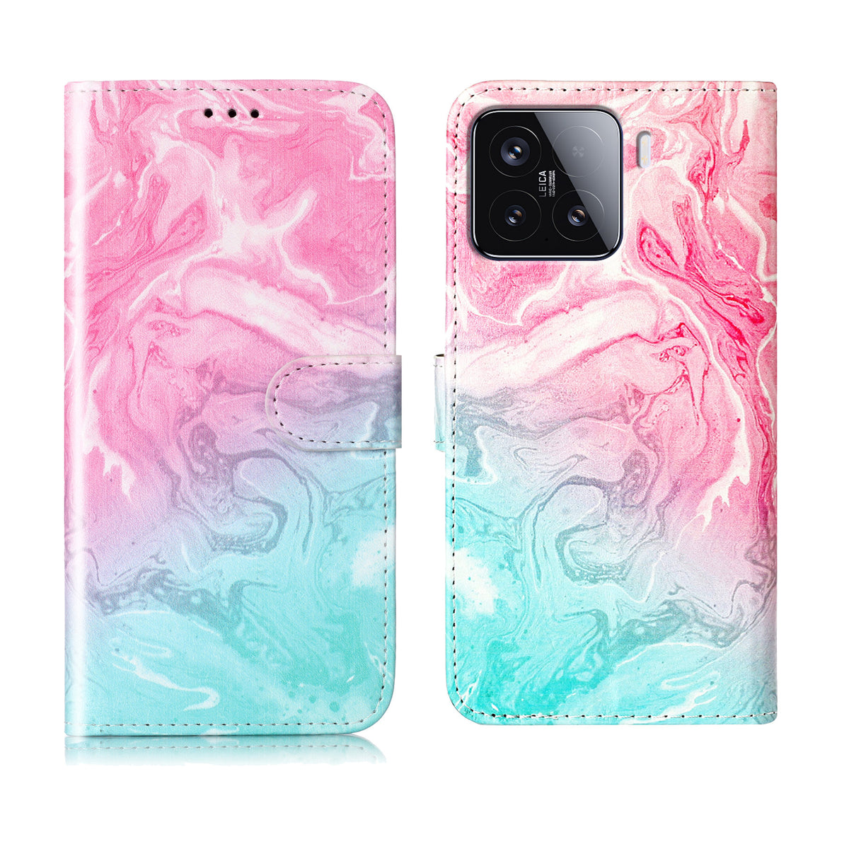 For Xiaomi 15T Pro Stand Case Marble Painted Folio Flip Leather Wallet Phone Cover