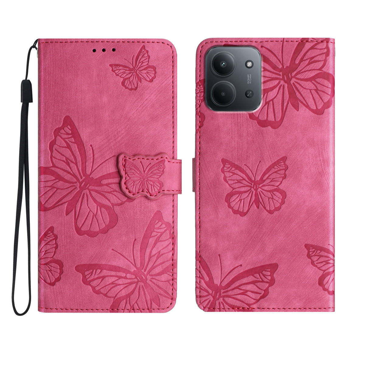 Xiaomi Redmi Redmi 15C 4G (EU) (173 mm) / 15C 5G (EU) (173 mm) / Poco C85 4G (173 mm) Fodral Fjärilsdesign Plånbok Läder mobilskal
