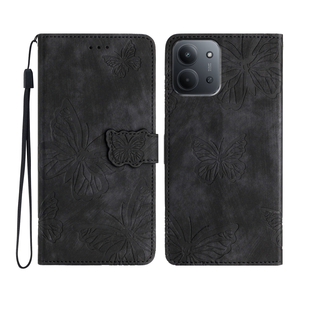 Xiaomi Redmi Redmi 15C 4G (EU) (173 mm) / 15C 5G (EU) (173 mm) / Poco C85 4G (173 mm) Fodral Fjärilsdesign Plånbok Läder mobilskal