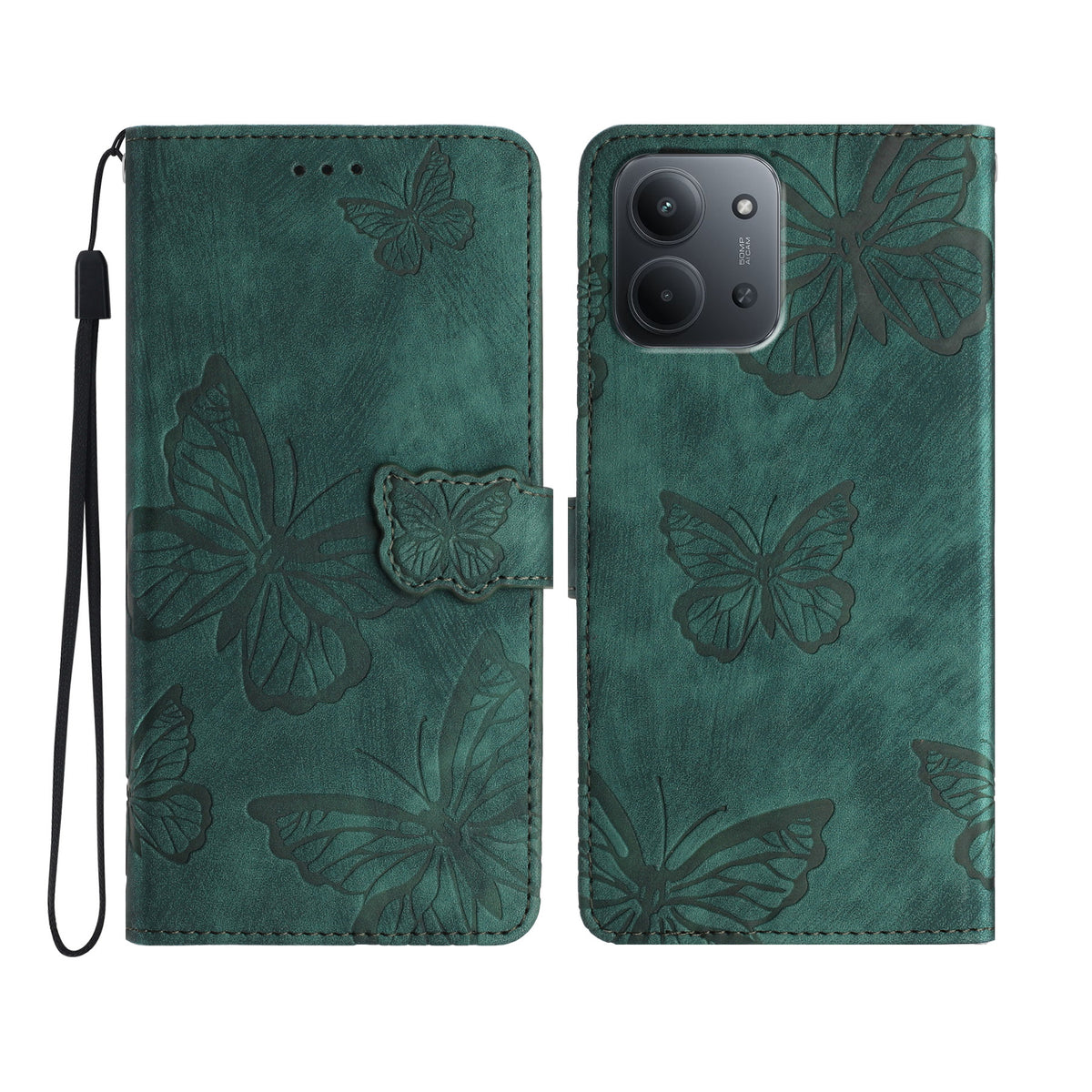 Xiaomi Redmi Redmi 15C 4G (EU) (173 mm) / 15C 5G (EU) (173 mm) / Poco C85 4G (173 mm) Fodral Fjärilsdesign Plånbok Läder mobilskal
