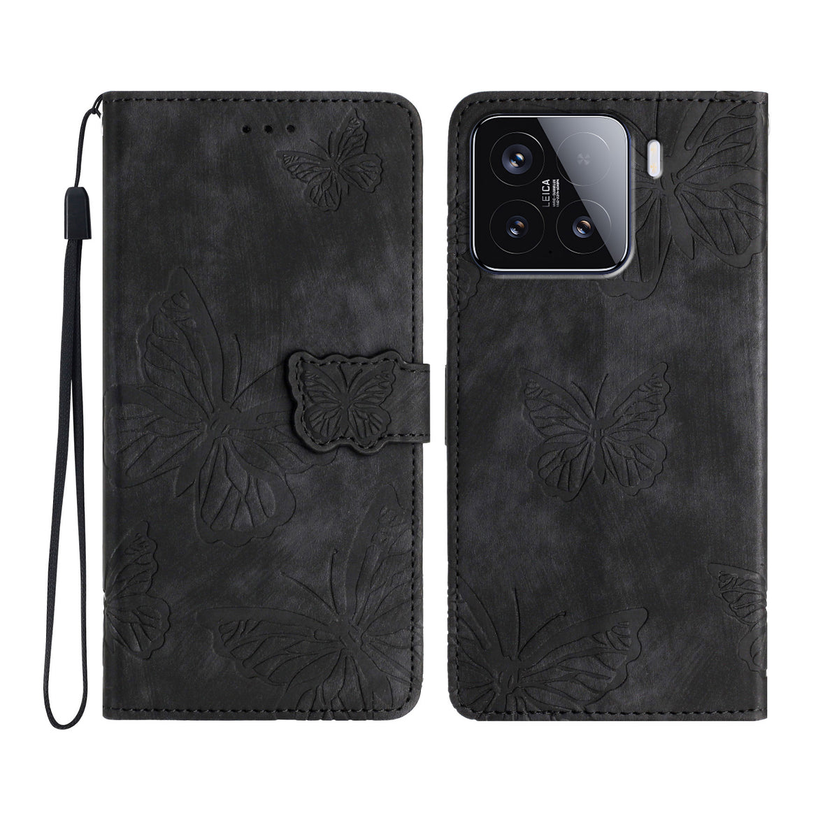 For Xiaomi 15T Pro Case Butterfly Design Flip Wallet Leather Phone Cover Skin-Touch