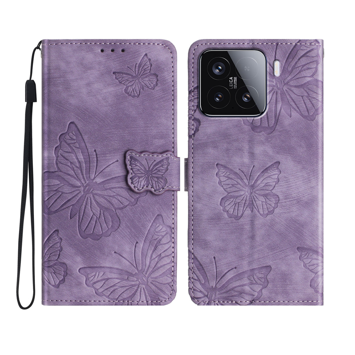 For Xiaomi 15T Pro Case Butterfly Design Flip Wallet Leather Phone Cover Skin-Touch