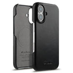 MELKCO For iPhone 17 Case Compatible with MagSafe Waxy Genuine Cow Leather PC Phone Back Cover