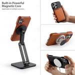 MELKCO For iPhone 17 Case Compatible with MagSafe Waxy Genuine Cow Leather PC Phone Back Cover