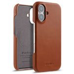 MELKCO For iPhone 17 Case Compatible with MagSafe Waxy Genuine Cow Leather PC Phone Back Cover