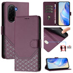 For Xiaomi Poco M7 Plus 5G / M7 4G (169mm) Case Imprinted Honeycomb RFID Blocking Leather Phone Cover with Strap