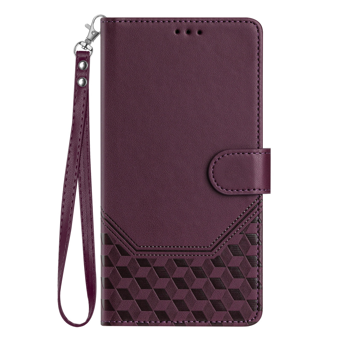 For Xiaomi Poco M7 Plus 5G / M7 4G (169mm) Case Imprinted Honeycomb RFID Blocking Leather Phone Cover with Strap