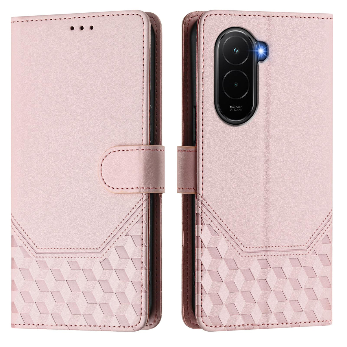 For Xiaomi Poco M7 Plus 5G / M7 4G (169mm) Case Imprinted Honeycomb RFID Blocking Leather Phone Cover with Strap