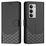 For Xiaomi Redmi 15 4G (EU) (171mm) Case Imprinted Honeycomb RFID Blocking Leather Phone Cover with Strap
