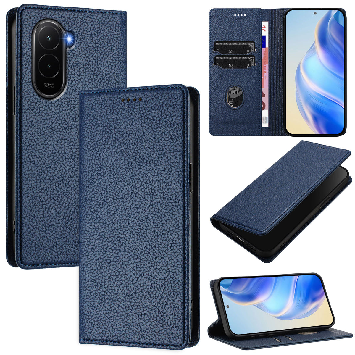 For Xiaomi Poco M7 Plus 5G / M7 4G (169mm) Wallet Case RFID Blocking Litchi Texture Leather Mobile Cover