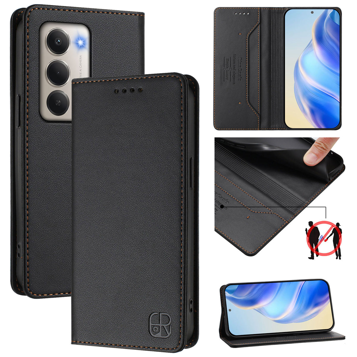 For Xiaomi Redmi 15 4G (EU) (171mm) Leather Case RINACASIS RC01 Phone Cover with RFID Blocking Wallet Stand