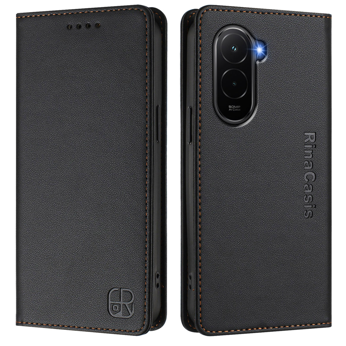 For Xiaomi Poco M7 Plus 5G / M7 4G (169mm) Leather Case RINACASIS RC01 Phone Cover with RFID Blocking Wallet Stand