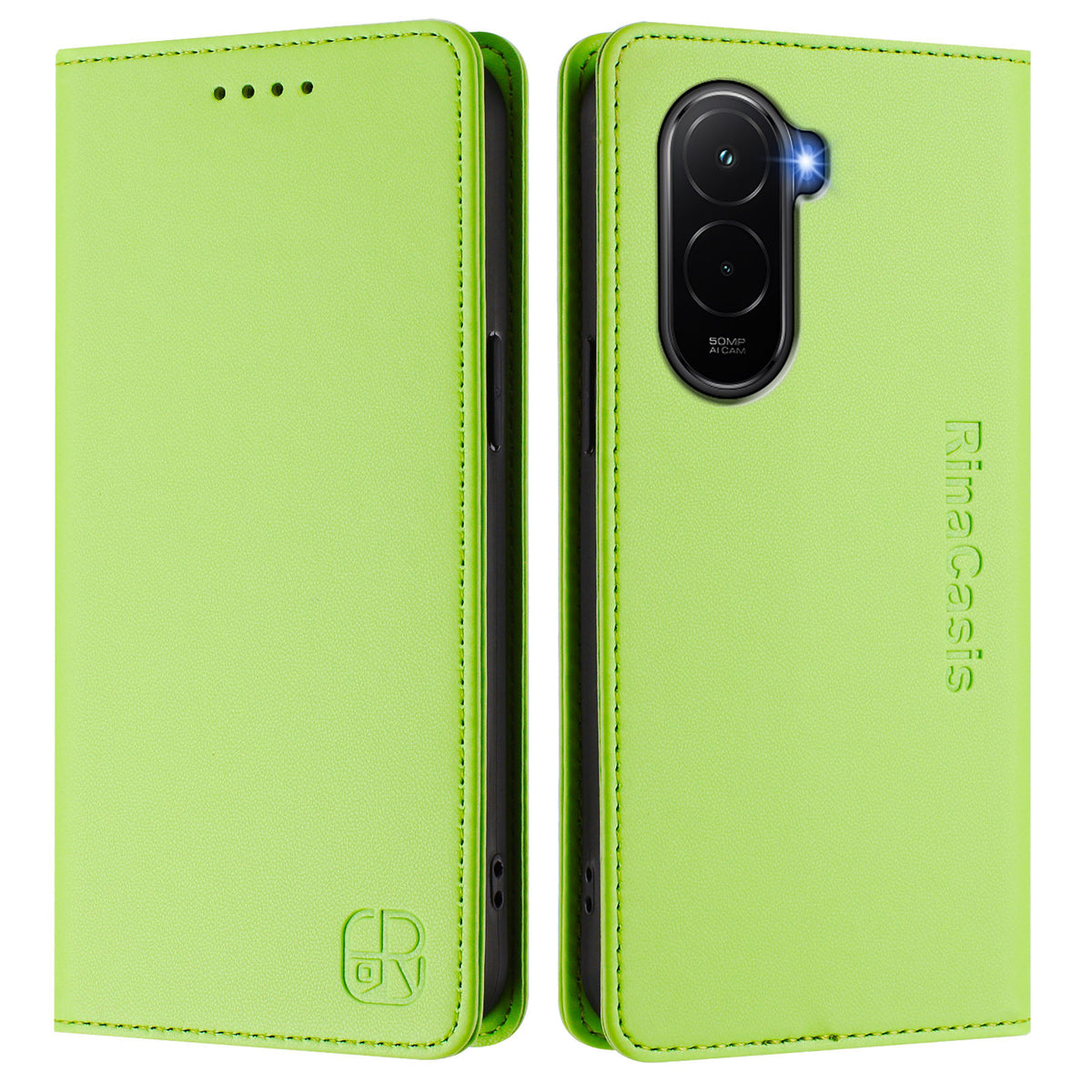 For Xiaomi Poco M7 Plus 5G / M7 4G (169mm) Leather Case RINACASIS RC01 Phone Cover with RFID Blocking Wallet Stand