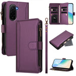 For Xiaomi Poco M7 Plus 5G / M7 4G (169mm) Leather Case 9 Card Slots Zipper Wallet Stand Phone Cover with Wrist Strap