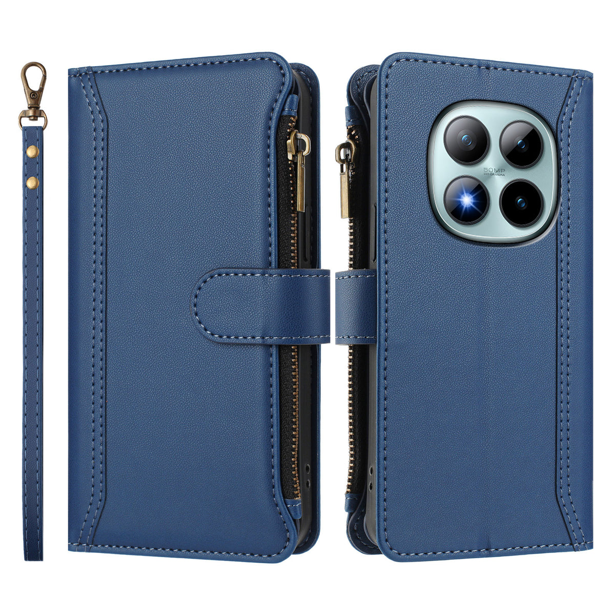 For Xiaomi Poco M8 Pro 5G / Redmi Note 15 Pro+ 5G (Global) Leather Case 9 Card Slots Zipper Wallet Stand Phone Cover with Wrist Strap