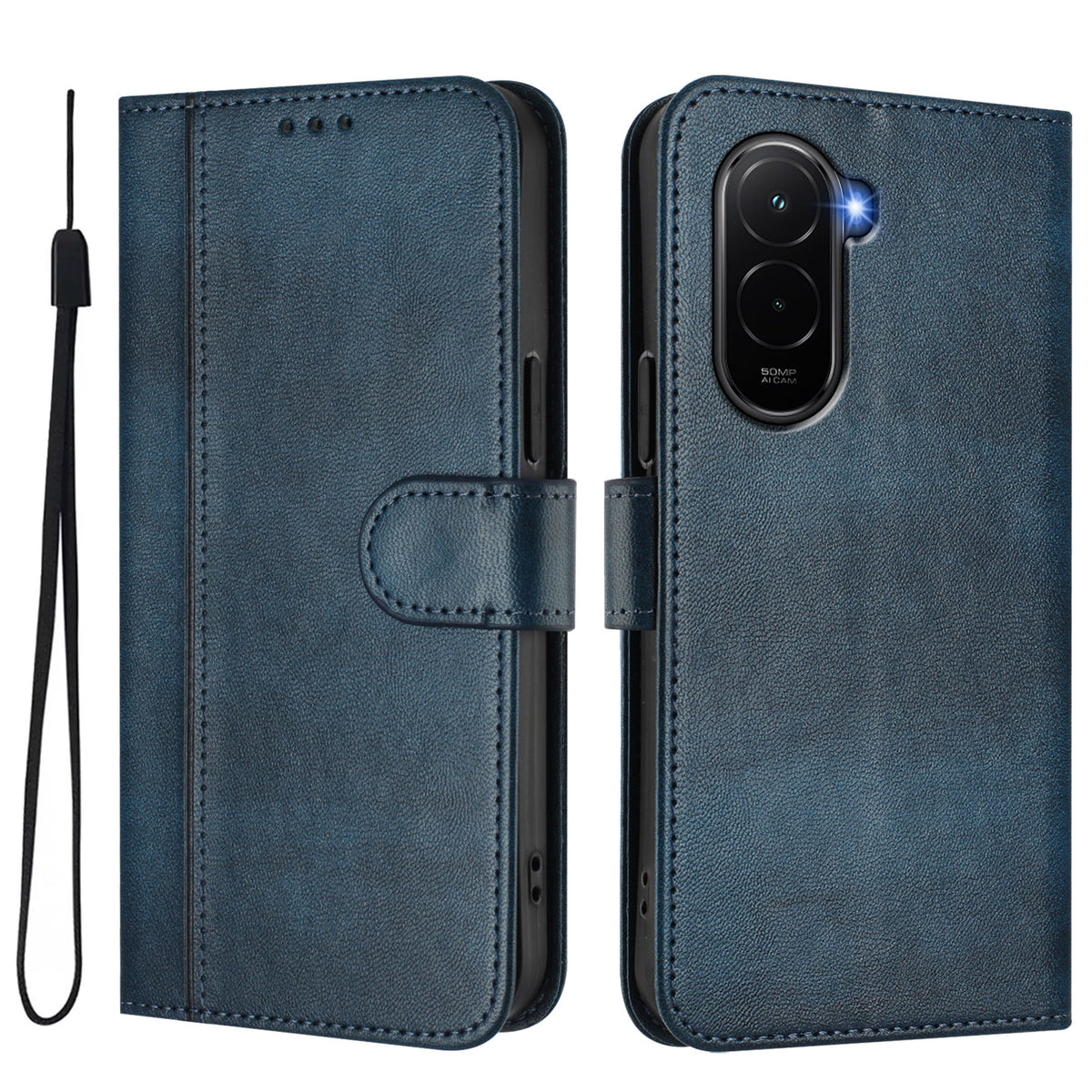 For Xiaomi Poco M7 Plus 5G / M7 4G (169mm) Cases Wallet Stand Retro Texture Leather Phone Cover with Lanyard