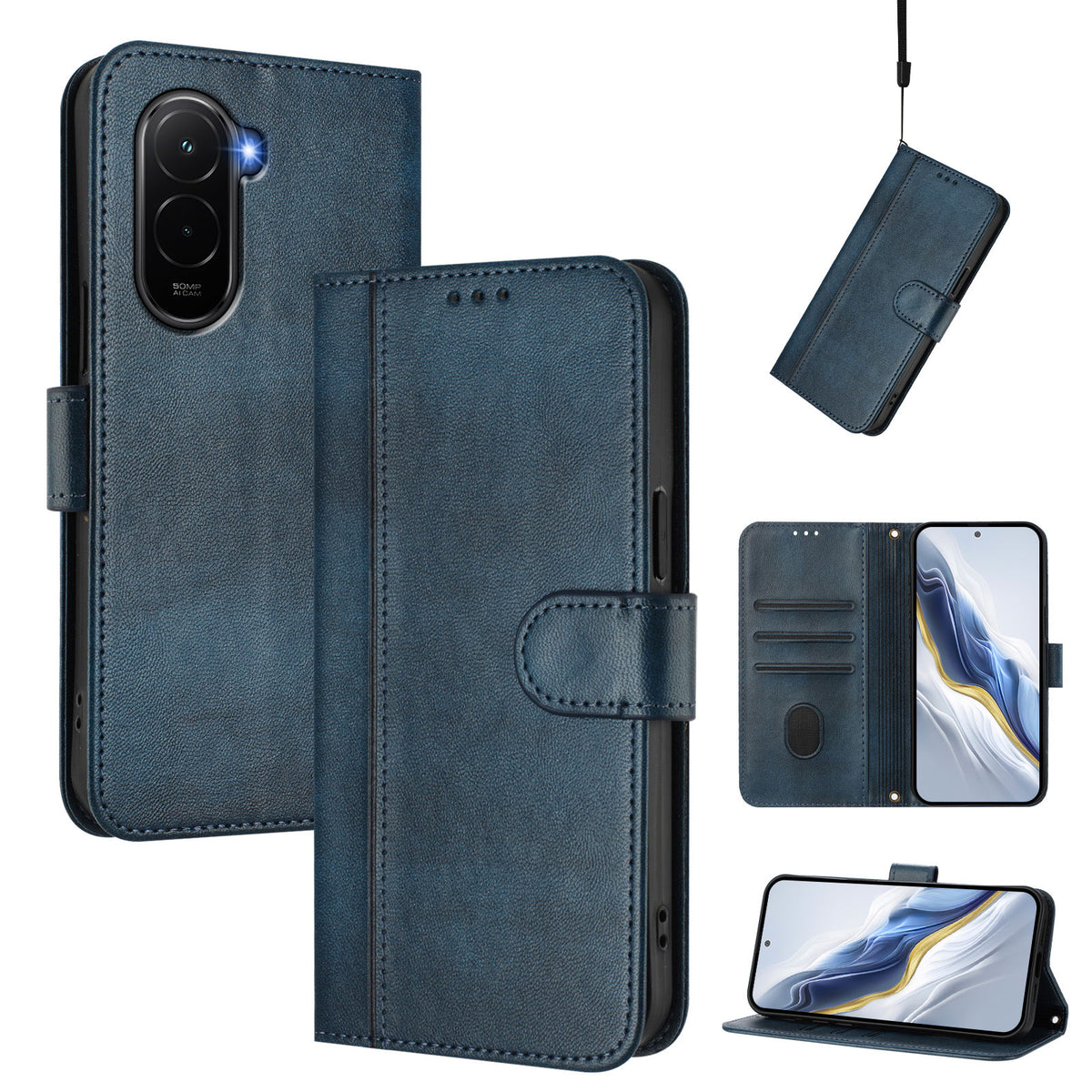 For Xiaomi Poco M7 Plus 5G / M7 4G (169mm) Cases Wallet Stand Retro Texture Leather Phone Cover with Lanyard