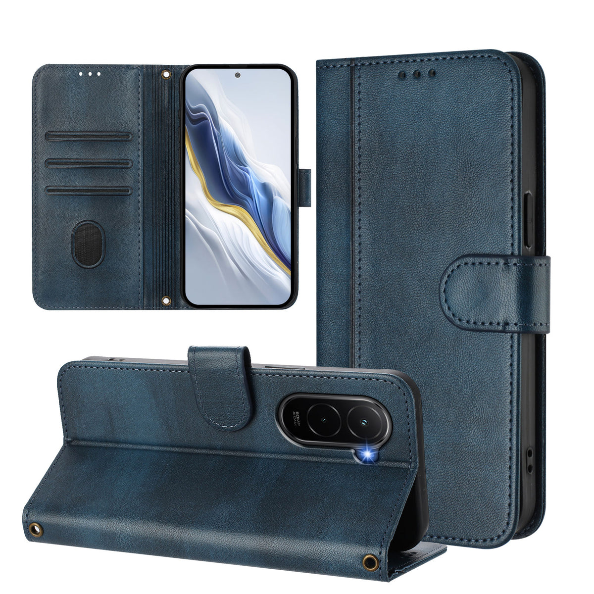 For Xiaomi Poco M7 Plus 5G / M7 4G (169mm) Cases Wallet Stand Retro Texture Leather Phone Cover with Lanyard