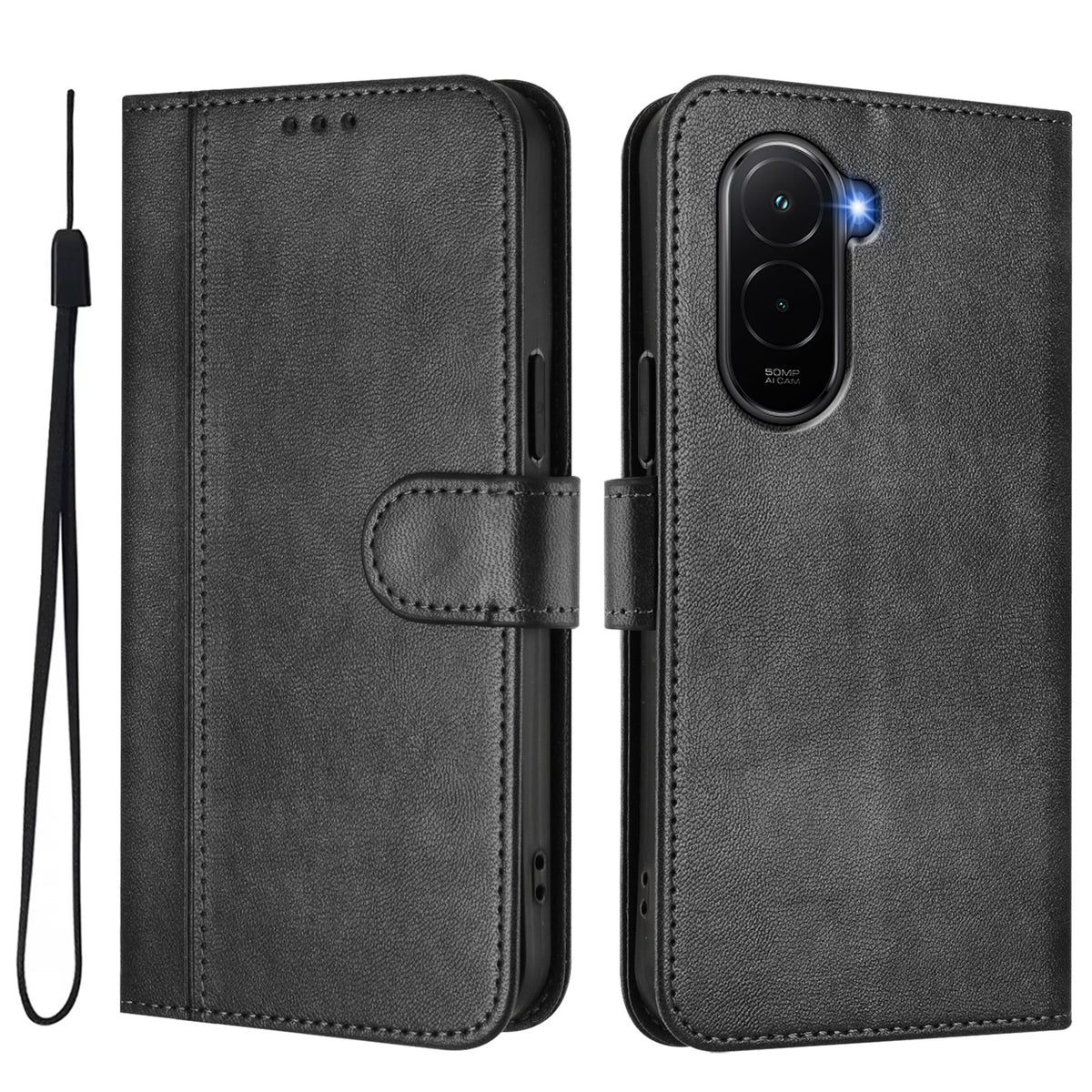 For Xiaomi Poco M7 Plus 5G / M7 4G (169mm) Cases Wallet Stand Retro Texture Leather Phone Cover with Lanyard