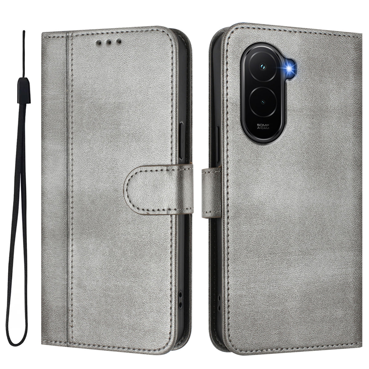 For Xiaomi Poco M7 Plus 5G / M7 4G (169mm) Cases Wallet Stand Retro Texture Leather Phone Cover with Lanyard