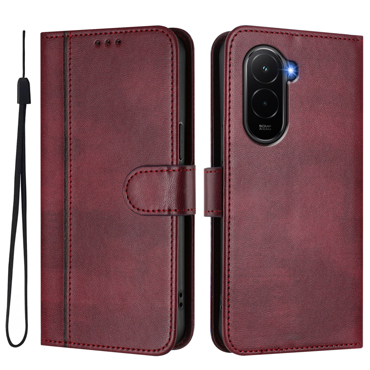 For Xiaomi Poco M7 Plus 5G / M7 4G (169mm) Cases Wallet Stand Retro Texture Leather Phone Cover with Lanyard