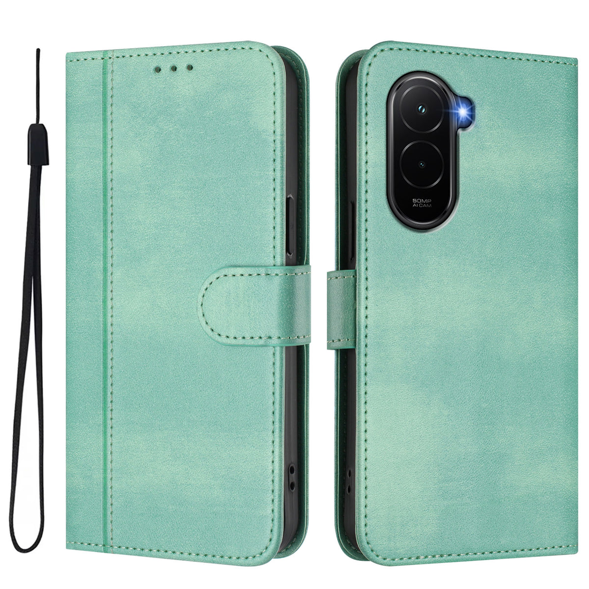 For Xiaomi Poco M7 Plus 5G / M7 4G (169mm) Cases Wallet Stand Retro Texture Leather Phone Cover with Lanyard