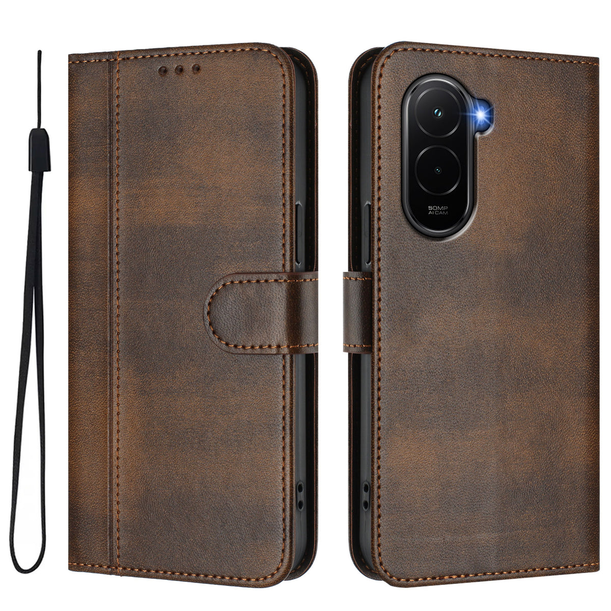 For Xiaomi Poco M7 Plus 5G / M7 4G (169mm) Cases Wallet Stand Retro Texture Leather Phone Cover with Lanyard