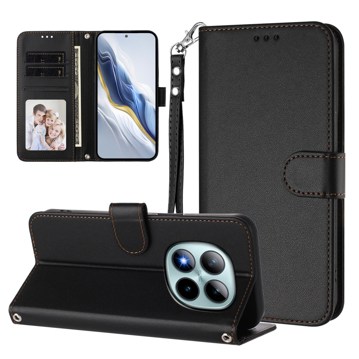 For Xiaomi Poco M8 Pro 5G / Redmi Note 15 Pro+ 5G (Global) Leather Case Wallet Stand Phone Cover with Wrist Strap