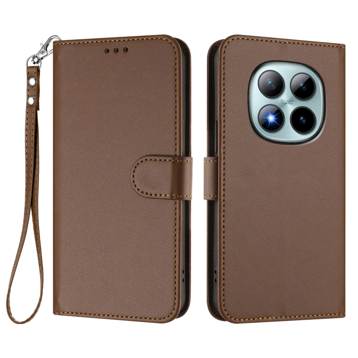 For Xiaomi Poco M8 Pro 5G / Redmi Note 15 Pro+ 5G (Global) Leather Case Wallet Stand Phone Cover with Wrist Strap