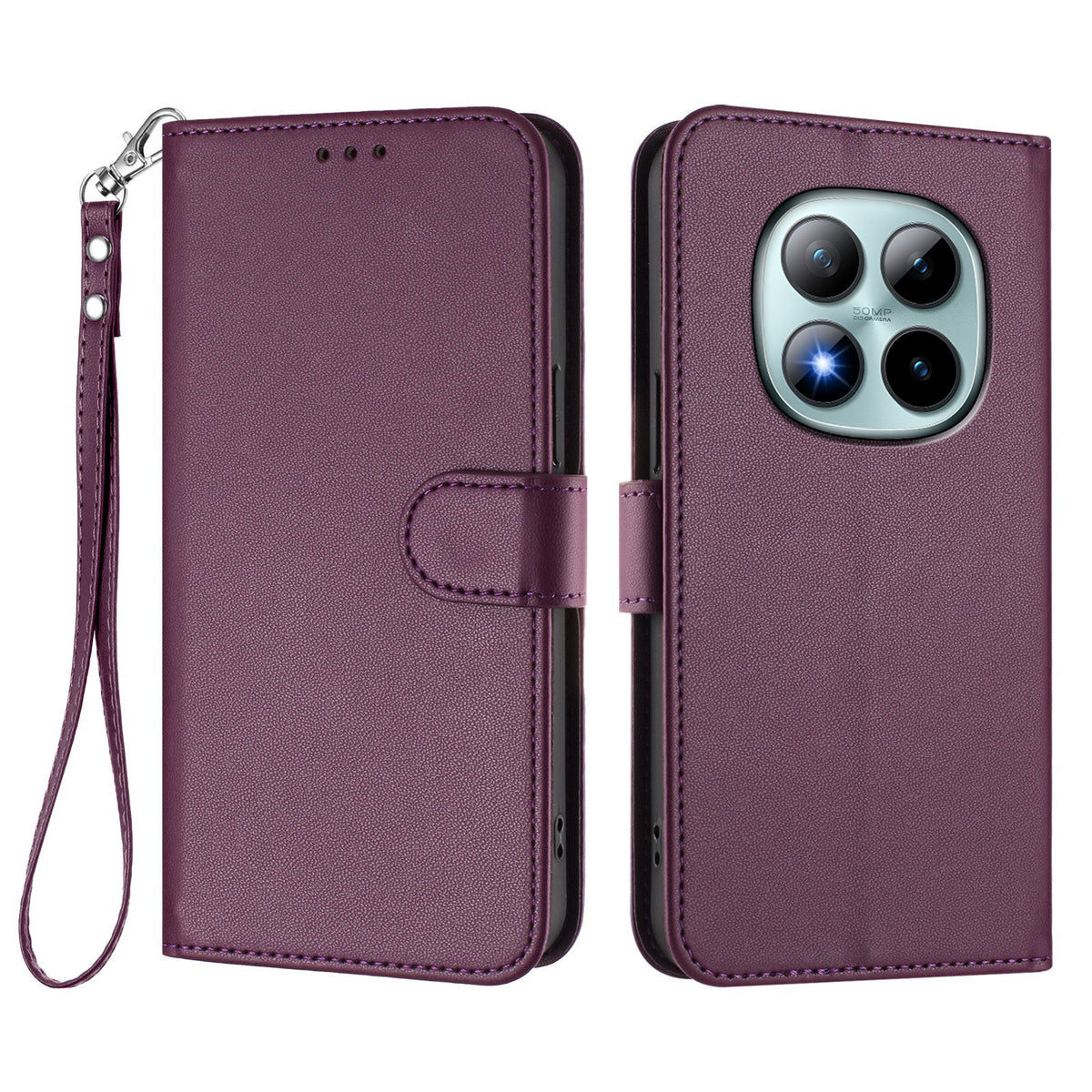 For Xiaomi Poco M8 Pro 5G / Redmi Note 15 Pro+ 5G (Global) Leather Case Wallet Stand Phone Cover with Wrist Strap
