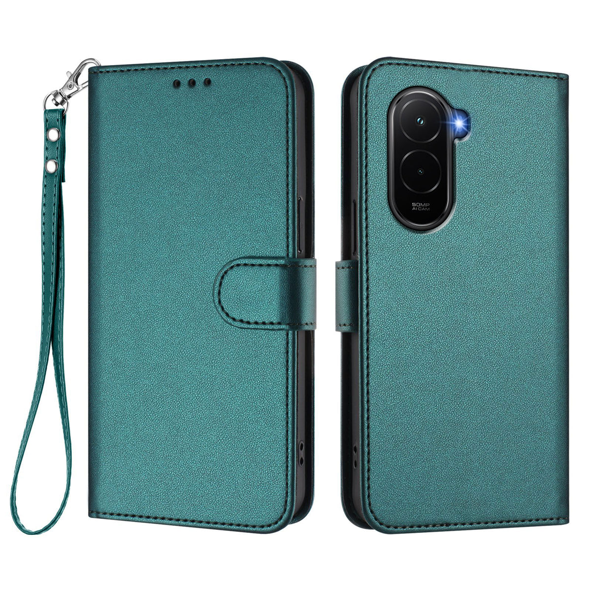 For Xiaomi Poco M7 Plus 5G / M7 4G (169mm) Leather Case Wallet Stand Phone Cover with Wrist Strap