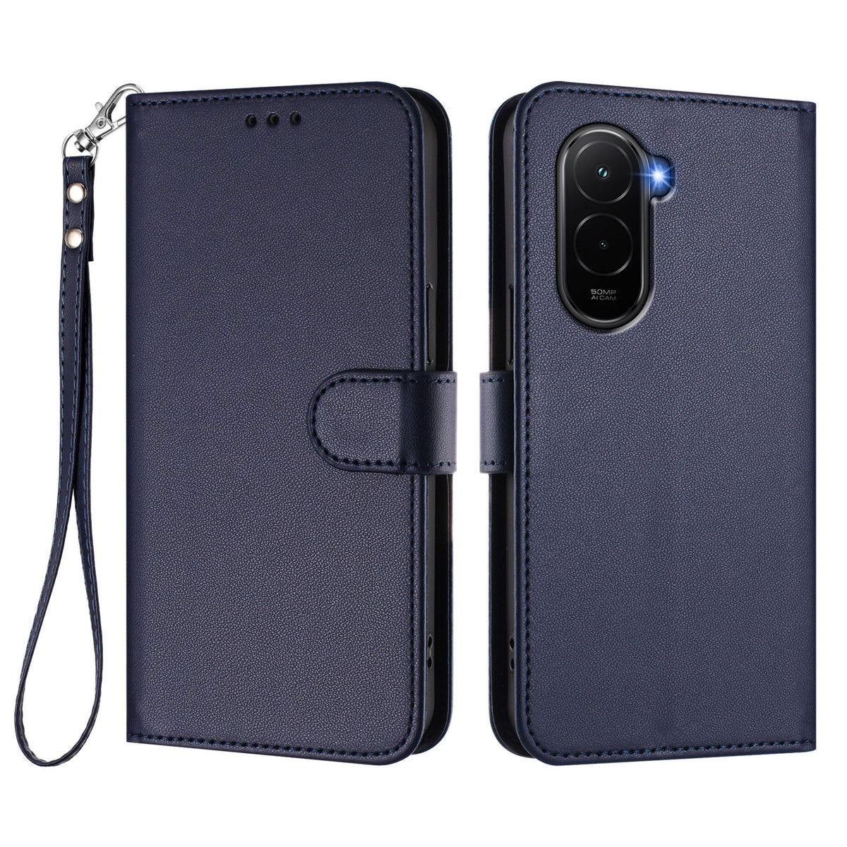 For Xiaomi Poco M7 Plus 5G / M7 4G (169mm) Leather Case Wallet Stand Phone Cover with Wrist Strap